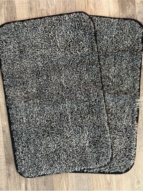 2 Plush Shag Area Rugs - Black & White
